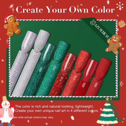 Close-up of the AZUREBEAUTY home holiday gift set containing dip powder colors and brush accessories.