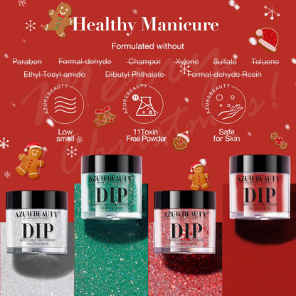 AZUREBEAUTY festive collection manicure set layout detailing the nail file and applicator brushes.