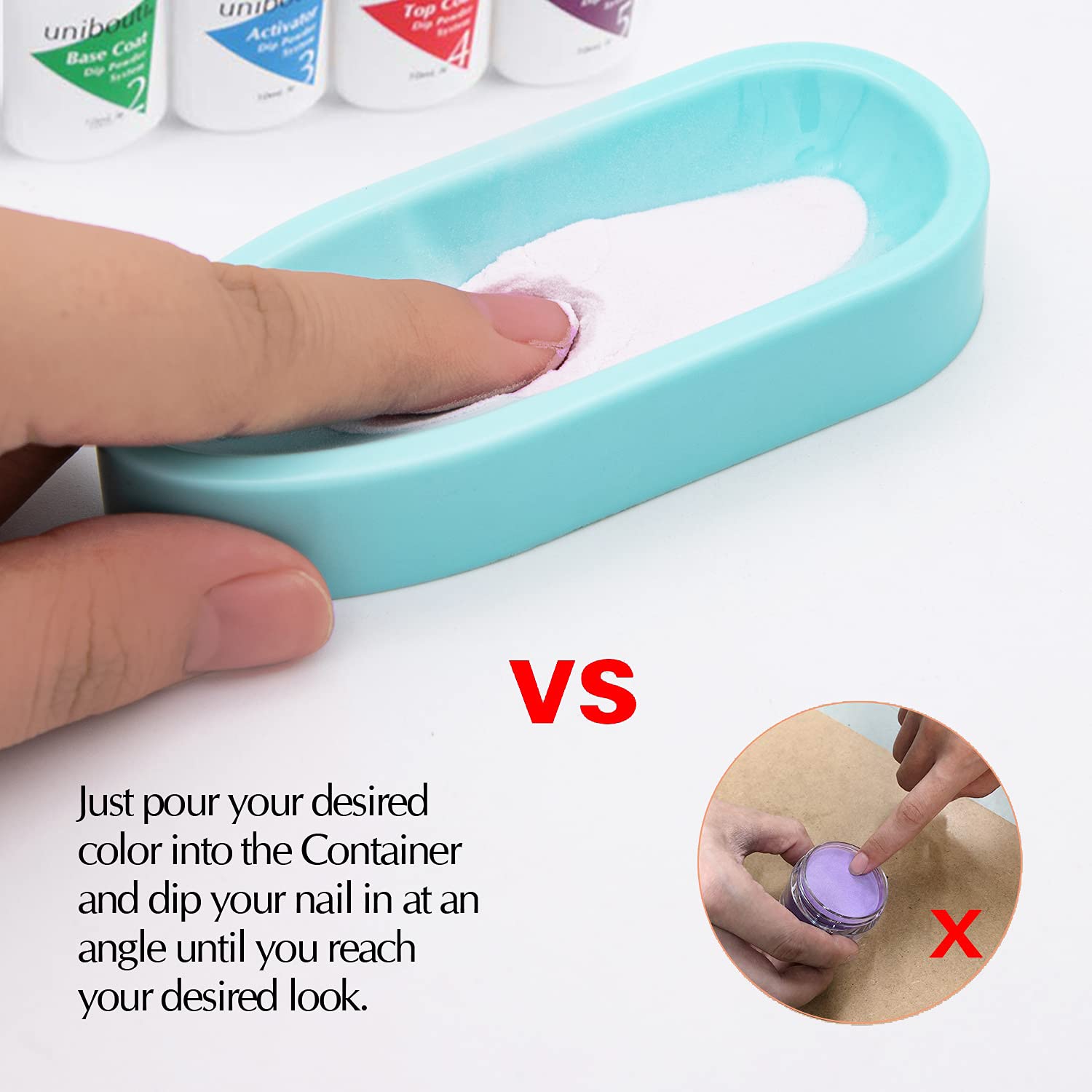 Side angle view of the green unbending plastic manicure guide tool showing dimensions