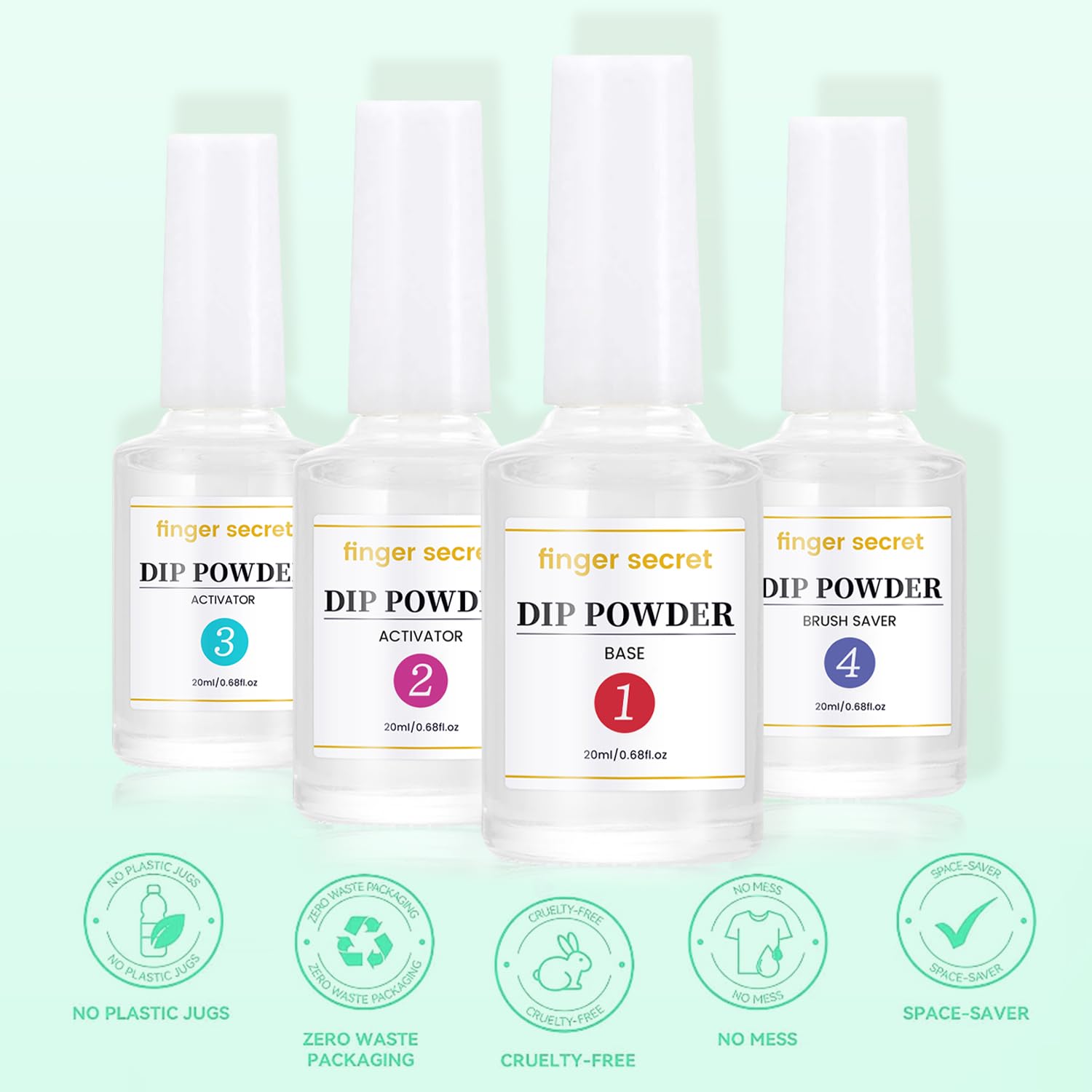 Back label view of the AZUREBEAUTY nail liquid set displaying instructions and volume details for the four piece kit