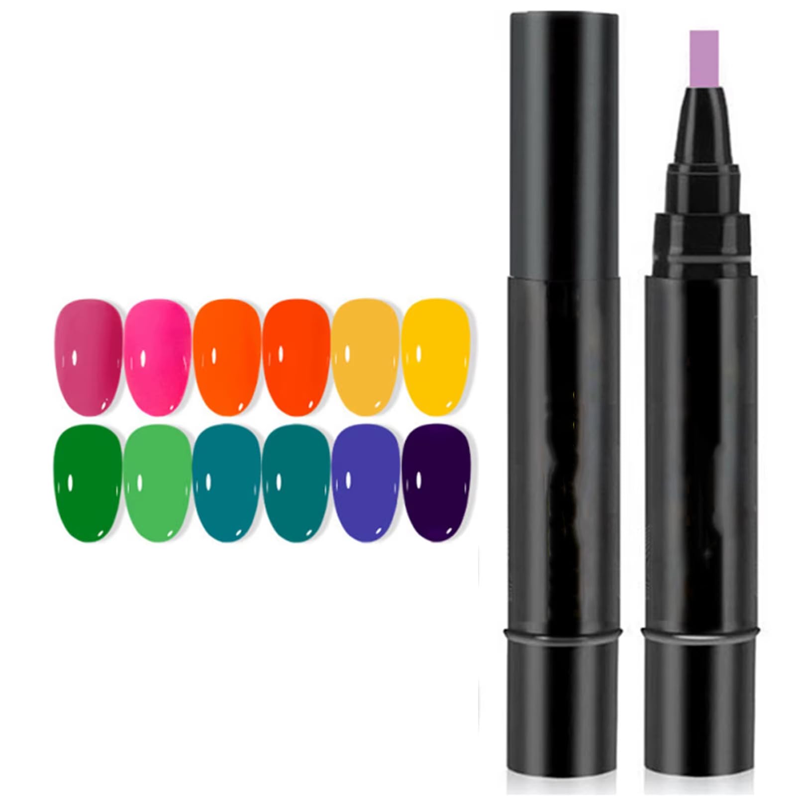 Different shades of the 8 milliliters gel polish pens showing the rich consistency of the authentic imported formula.