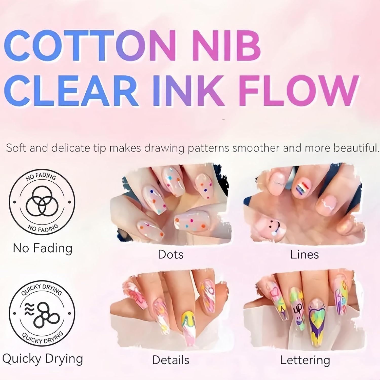 Lifestyle shot of a woman using the easy nailpolish pen to create clean lines and patterns during a DIY salon experience.