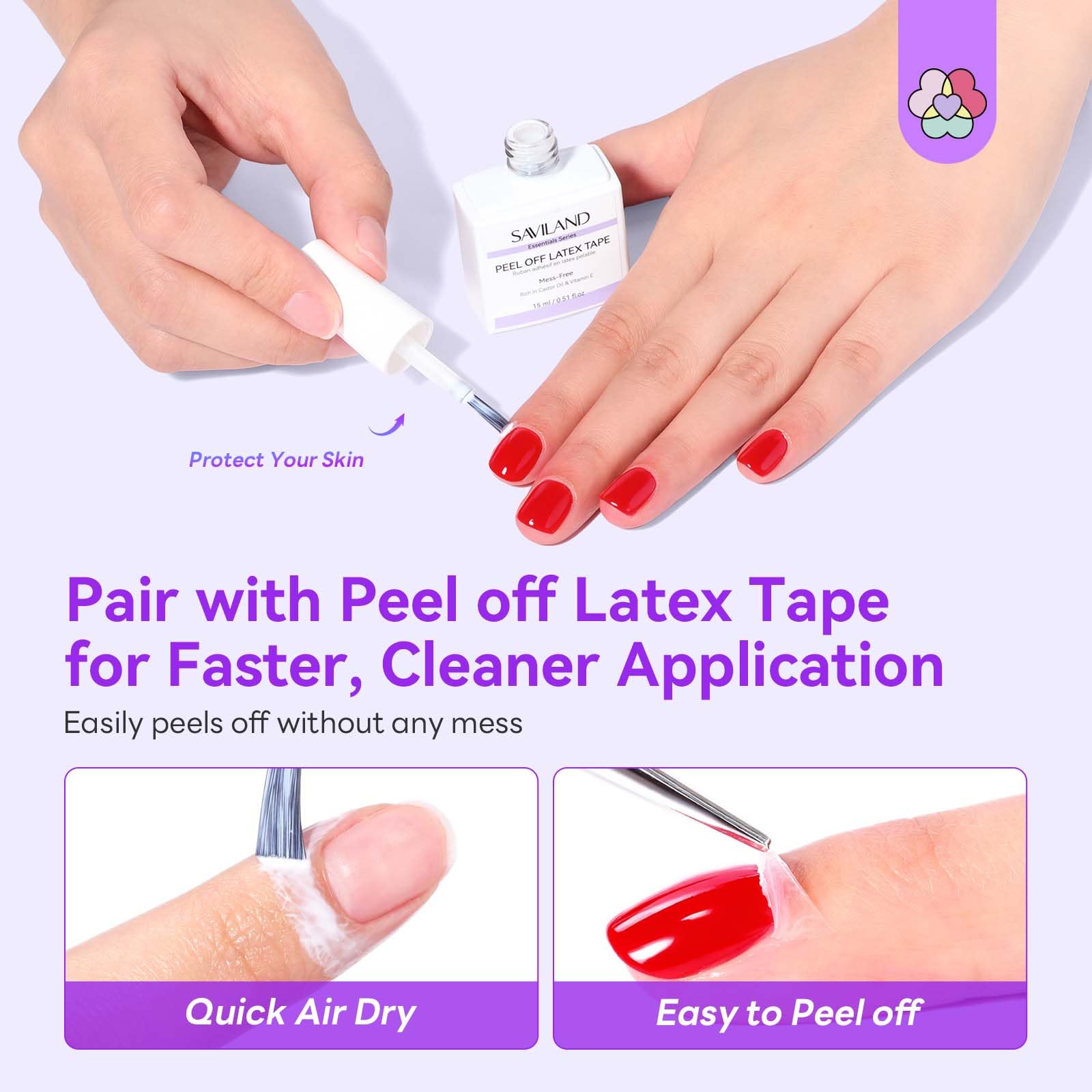 Saviland dip powder nail remover kit packaging with included nail file and cleaning pads.