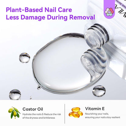 Saviland fast acting dip powder remover breaking down nail lacquer without foil wraps.