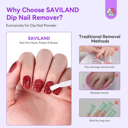 Saviland home use manicure tools set showcasing the complete product contents for safe removal.