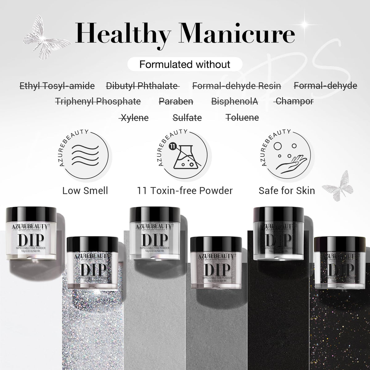Fine texture demonstration of the air-dried dip powder formula