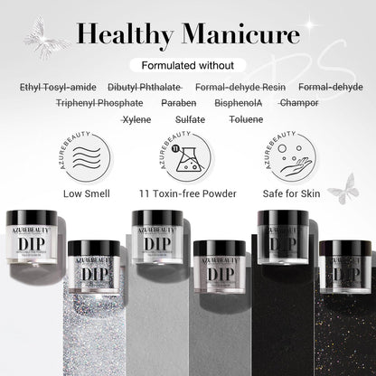 Azurebeauty DIY manicure set including grey and black powder jars.