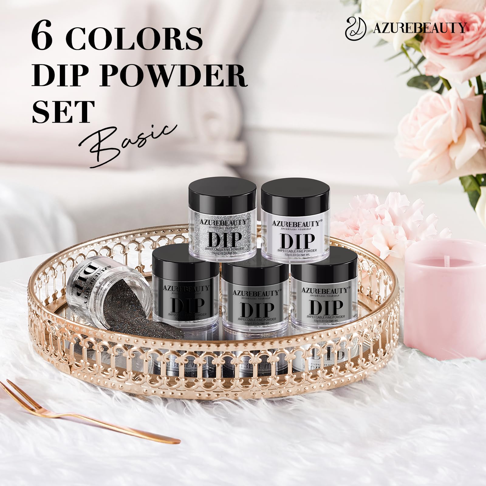 Professional nail art created with Azurebeauty dip powder kit.