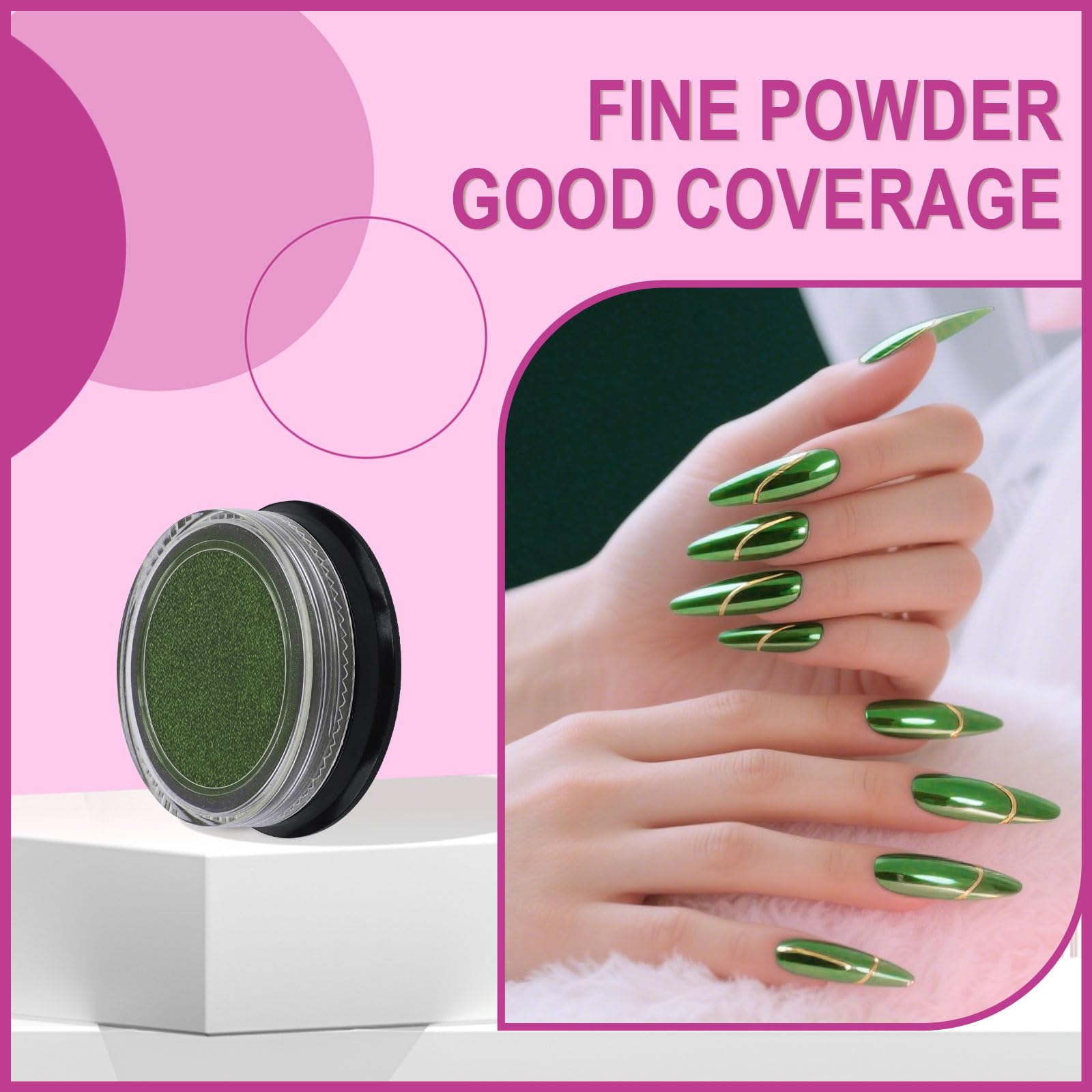 Top down view of 16-piece chrome nail powder organizer kit