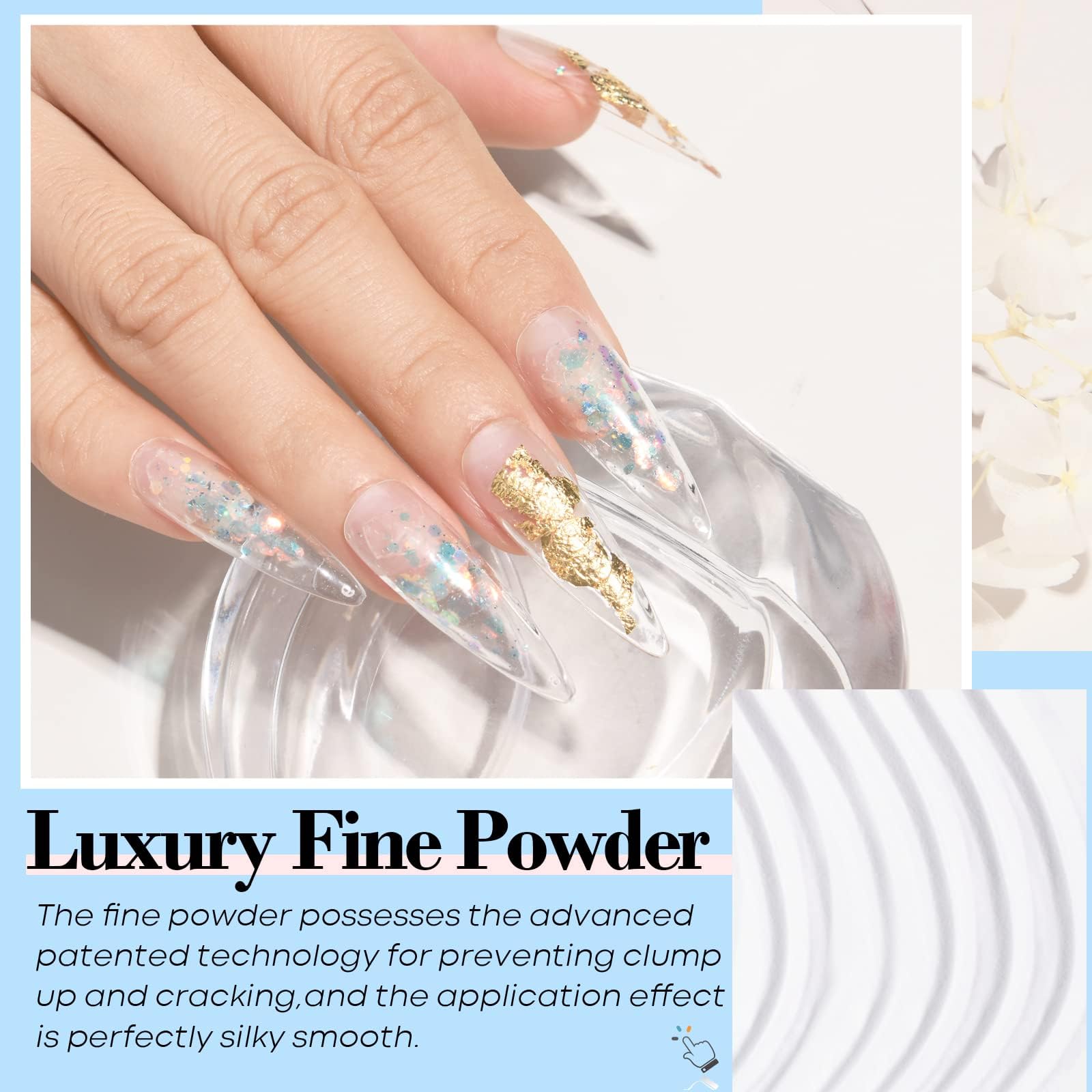 Professional clear acrylic dip powder for nails