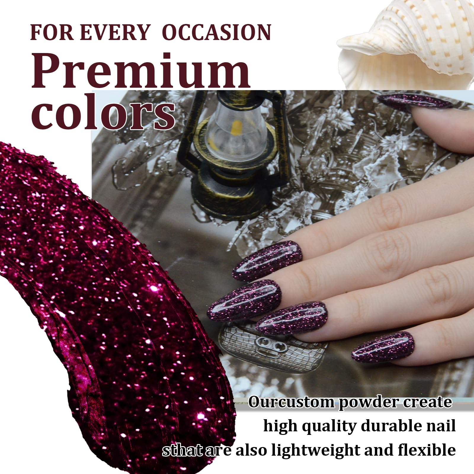 DIY nail art kit featuring red glitter dipping powder