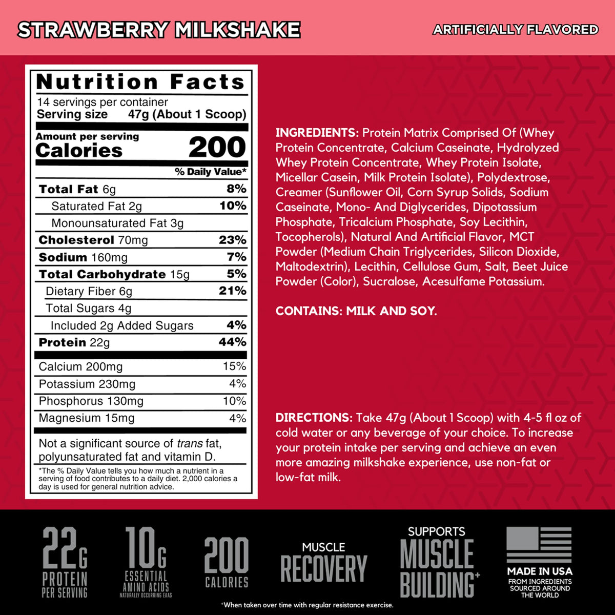 BSN 14 servings premium protein matrix container showing nutritional facts.
