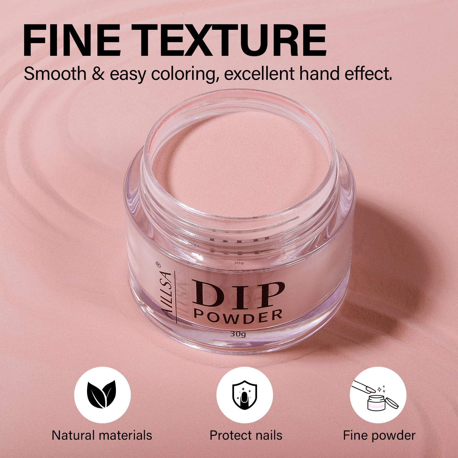 Jelly Nude Salmon Pink dip powder texture close up