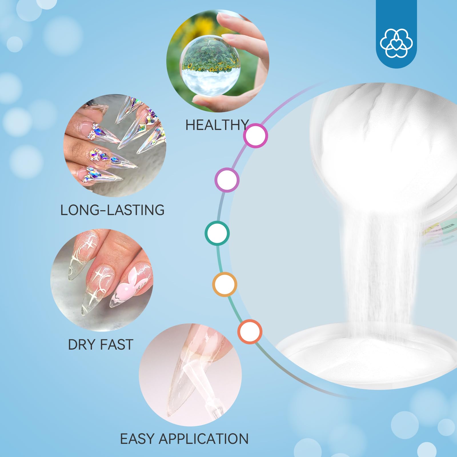Clear dip powder for French nail art demonstration