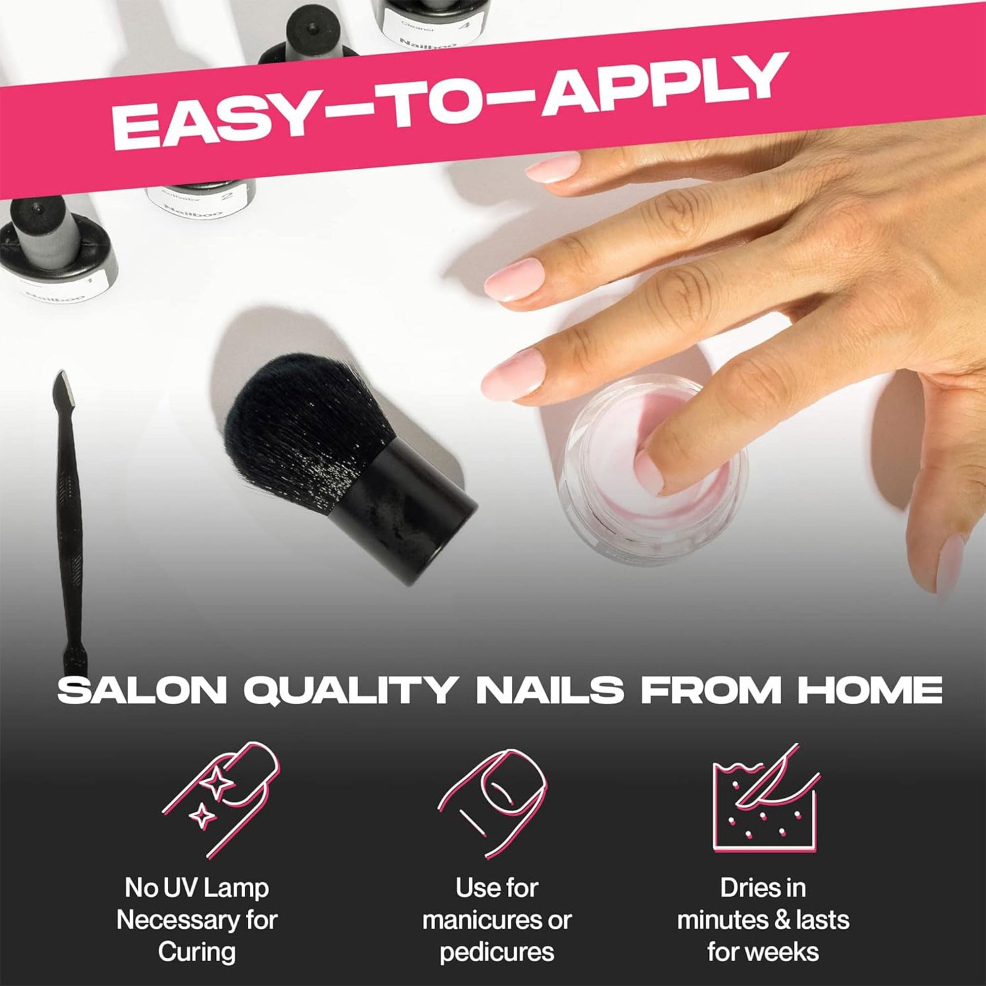 Professional manicure finish with Nailboo powder