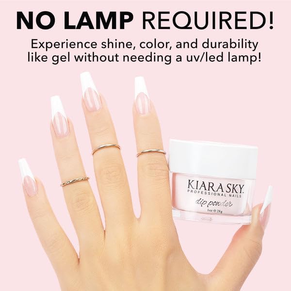 Professional nail technician using Kiara Sky dip base coat