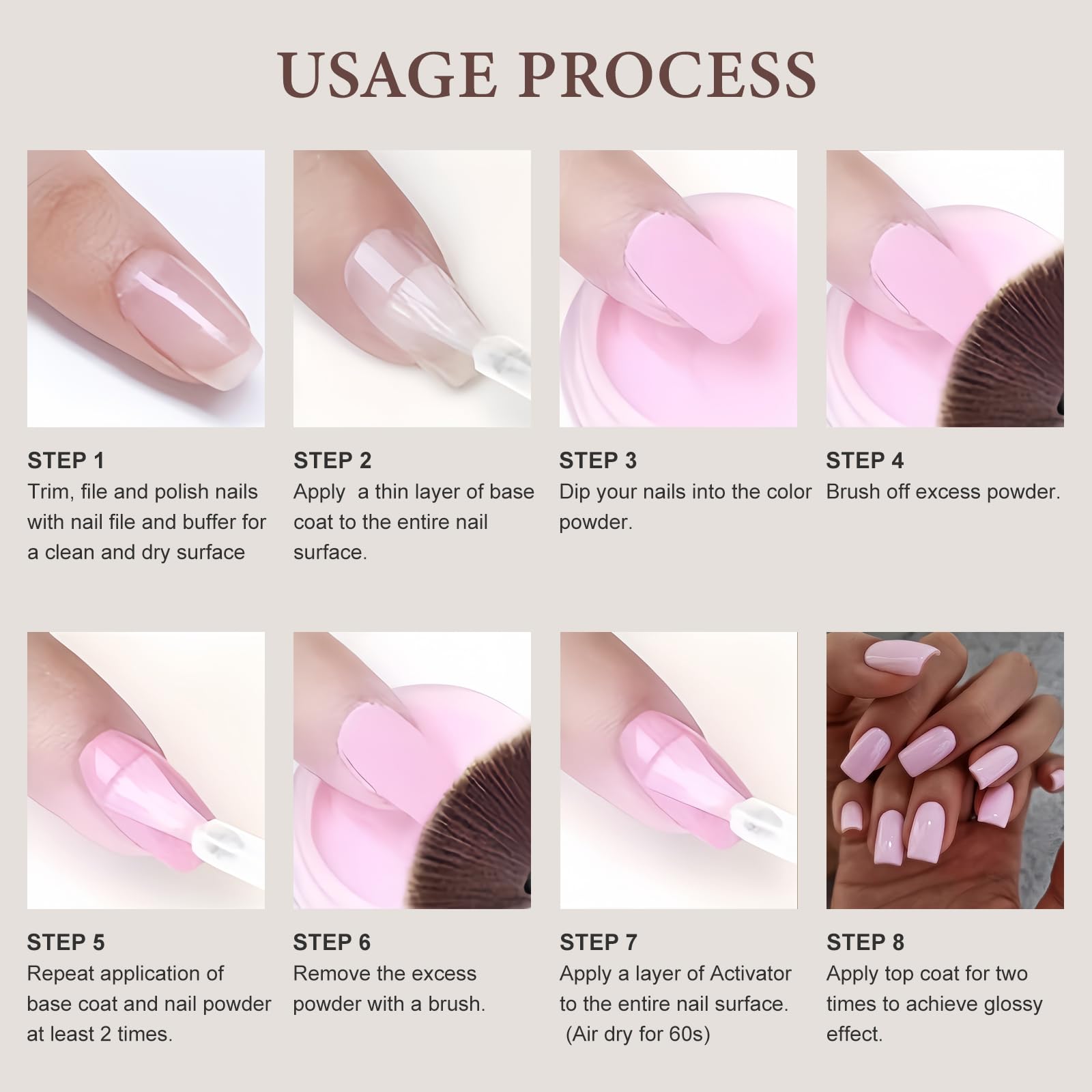 Sutokaka nail dipping powder set including 19 pieces