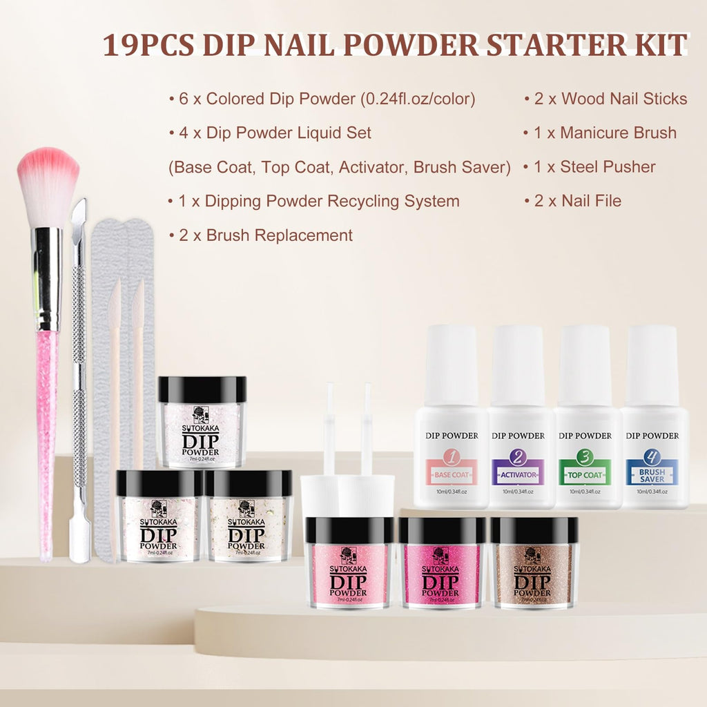 Sutokaka all-season glitter dip powder set showcased flat lay
