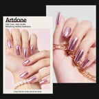 Artdone nail art pigment kit shown with application samples.