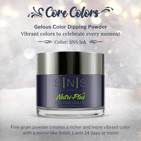 SNS Ink blue dip powder texture and color swatch