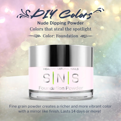 SNS Foundation dip powder container label detail