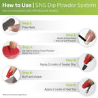 Professional nail application setup featuring SNS powder jar