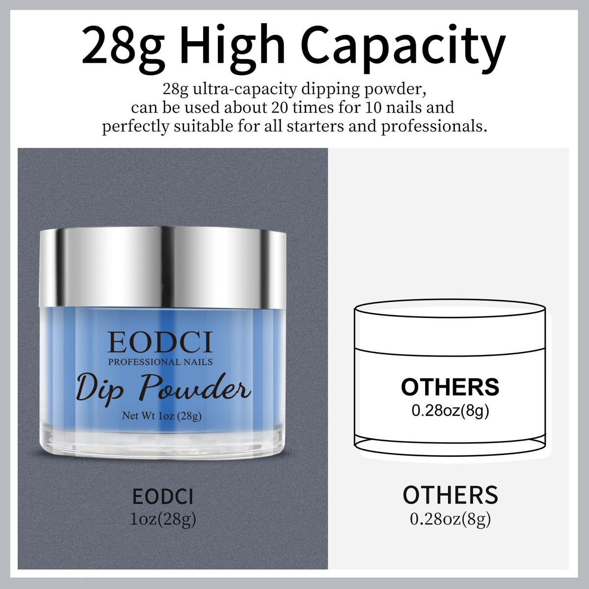 Eodci professional dip powder jar lifestyle angled view