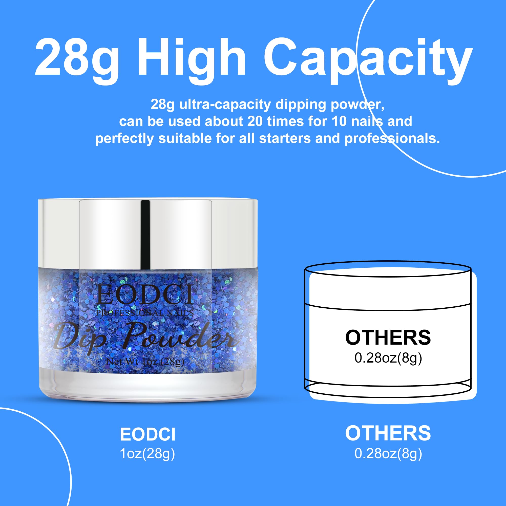 Blue glitter dip powder for salon quality nails