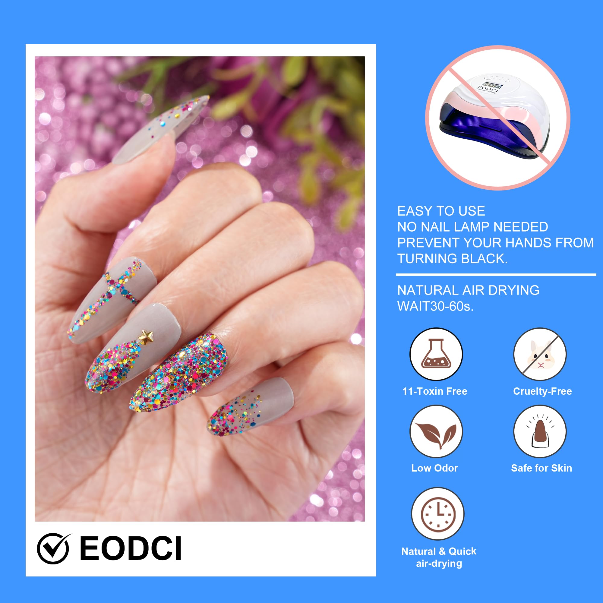 Top view of Eodci blue dip powder nail container