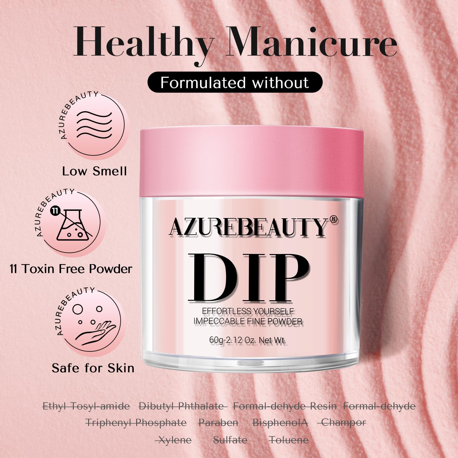 Natural pink manicure created with AzureBeauty powder