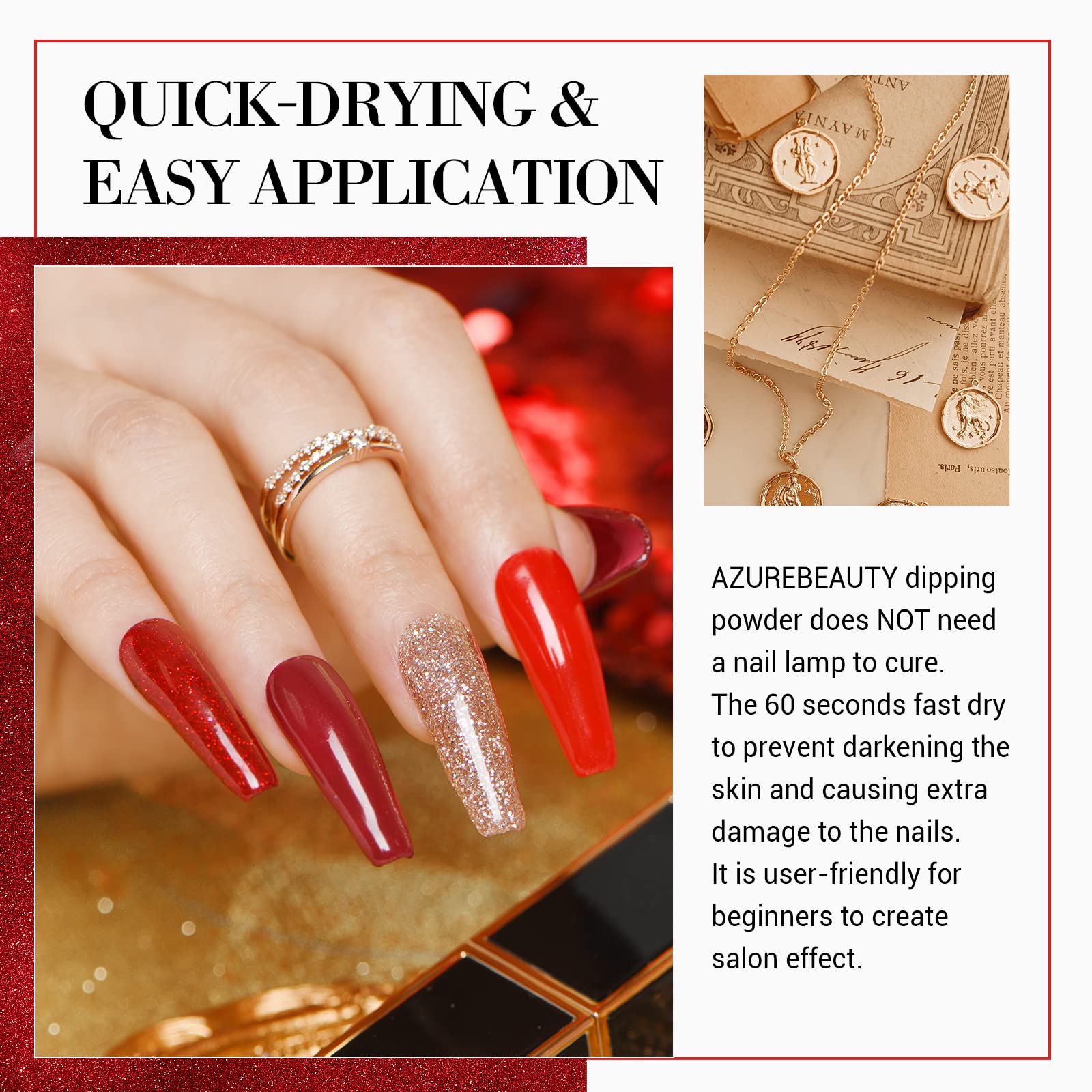 Hands showing professional DIY dip powder manicure results
