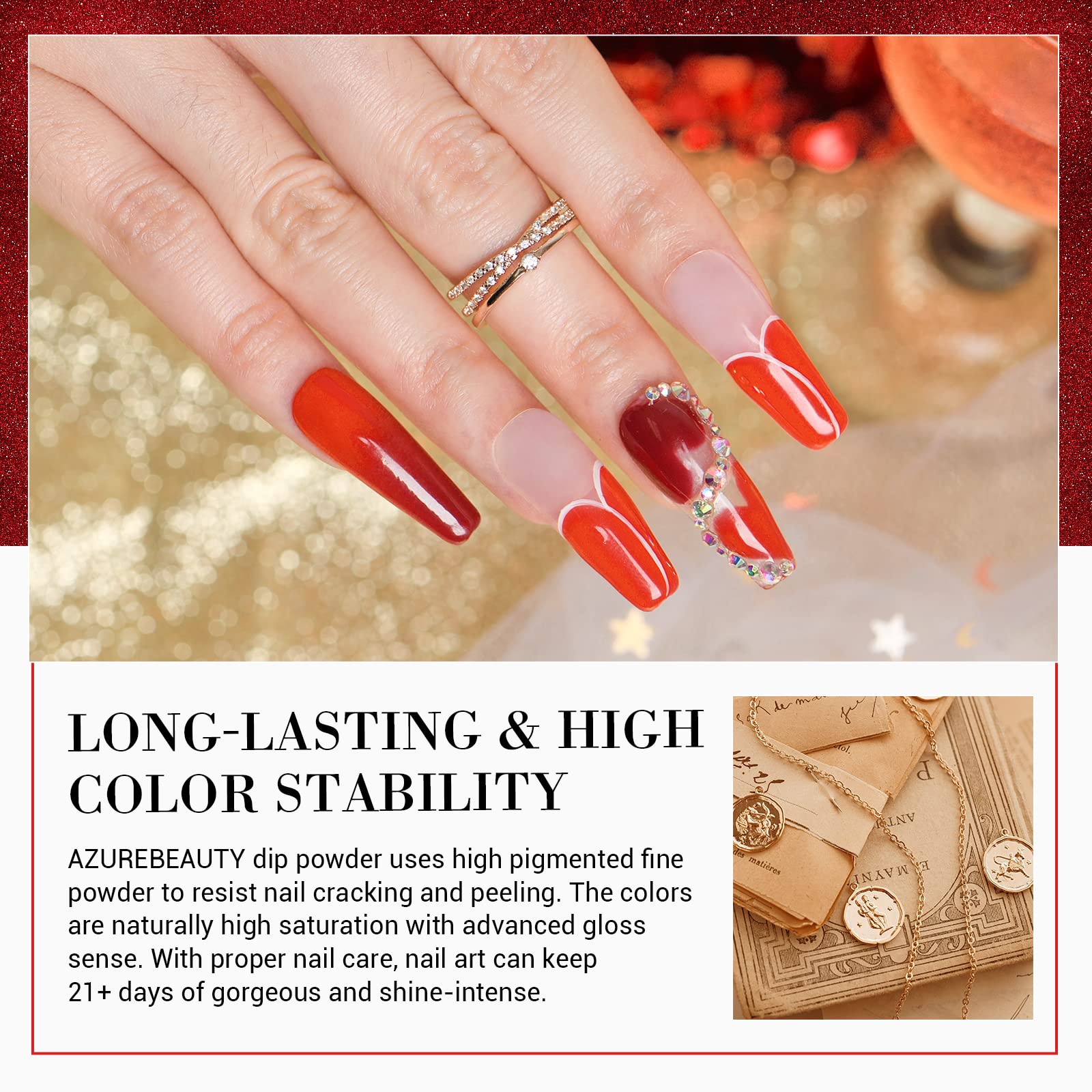 Azurebeauty dip powder kit layout for home nail art