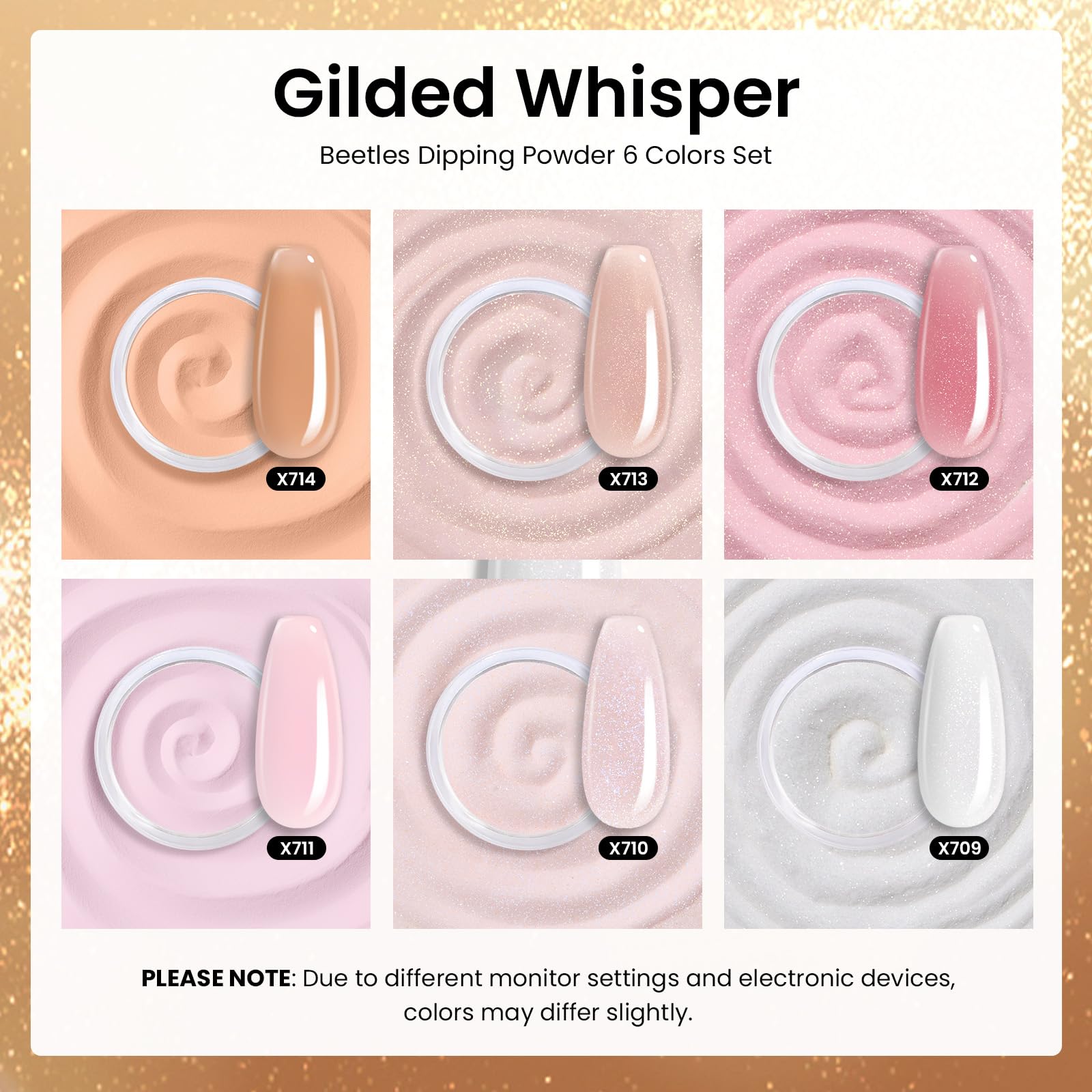 Beetles dip powder jars in nude and pink shades