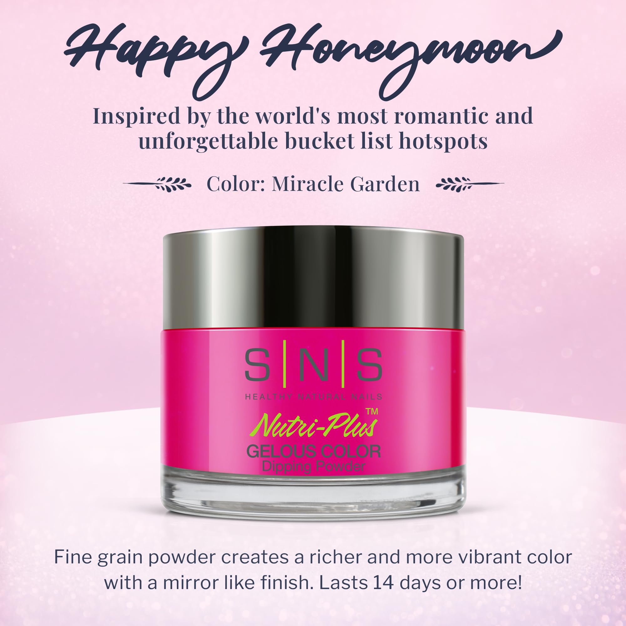 SNS Miracle Garden pink fuchsia dipping powder jar size one ounce