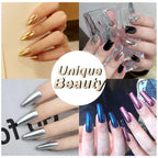 Complete packaging set of Allstarry metallic mirror chrome nail pigment.