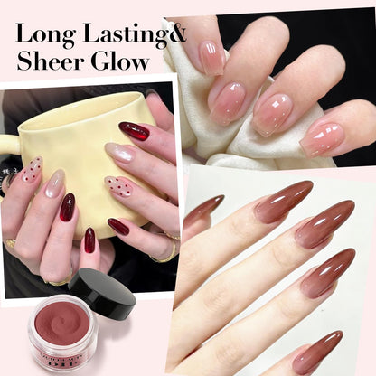 Model showing professional French manicure using Azurebeauty dip powder