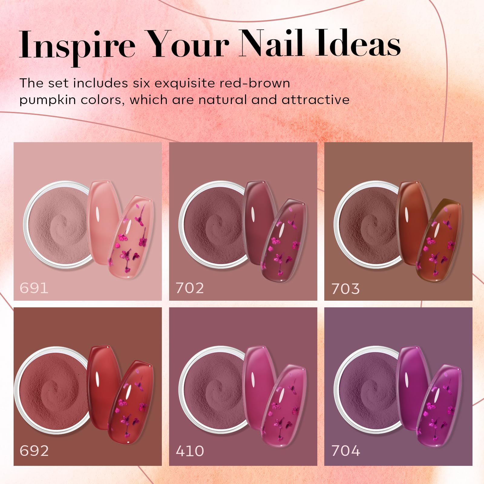 Top down view of 6 piece DIY nail starter kit packaging