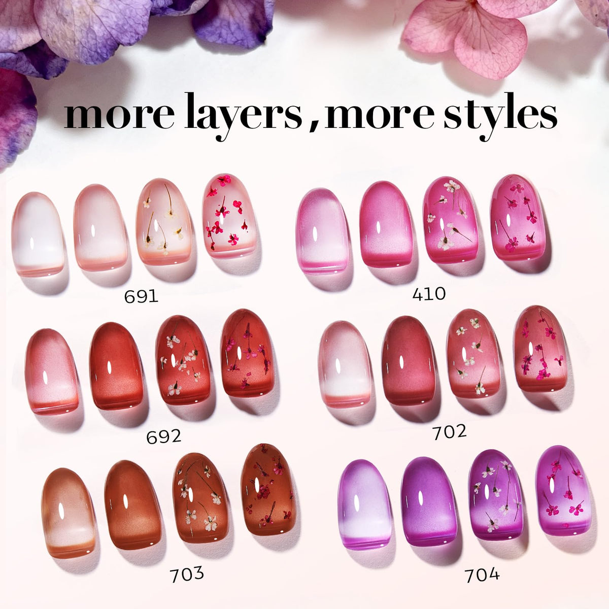 Sample swatch presentation of Azurebeauty jelly colors