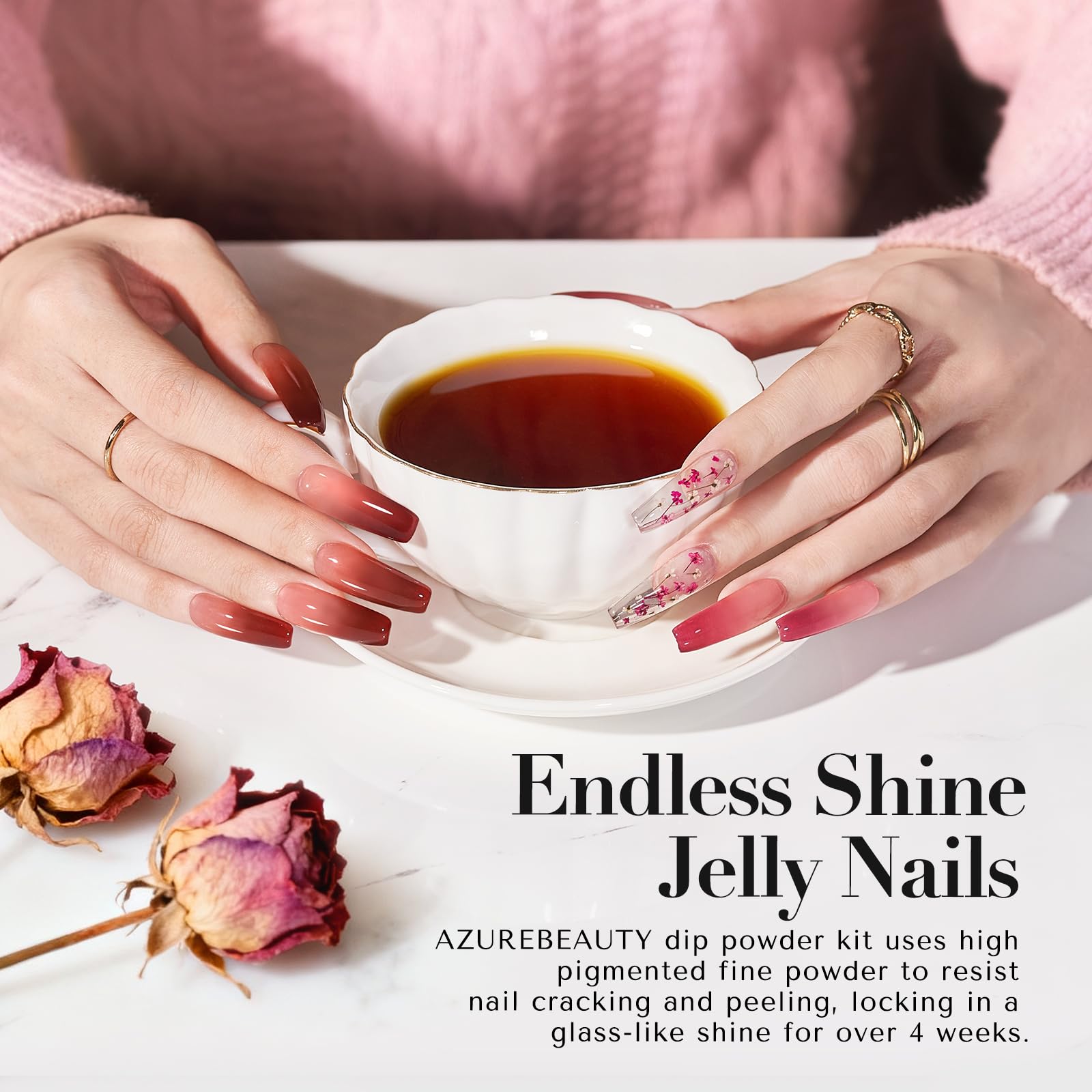 Manicure brush applying dip powder for home salon look