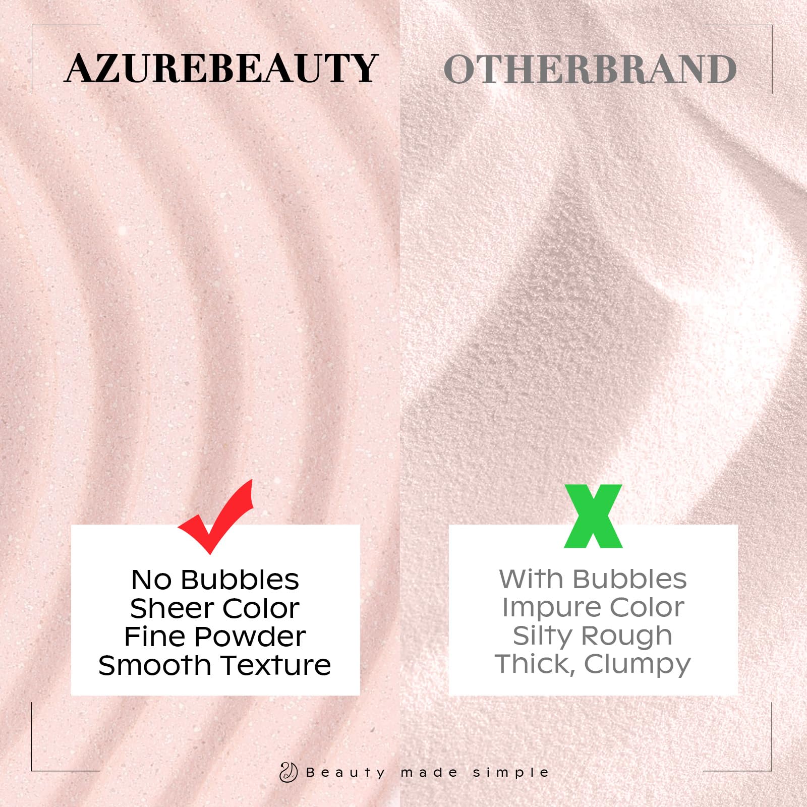 Manicured nails using Azurebeauty Peachy Pink Shimmer powder
