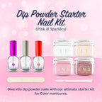 Close up of pink and sparkle dipping powder jars