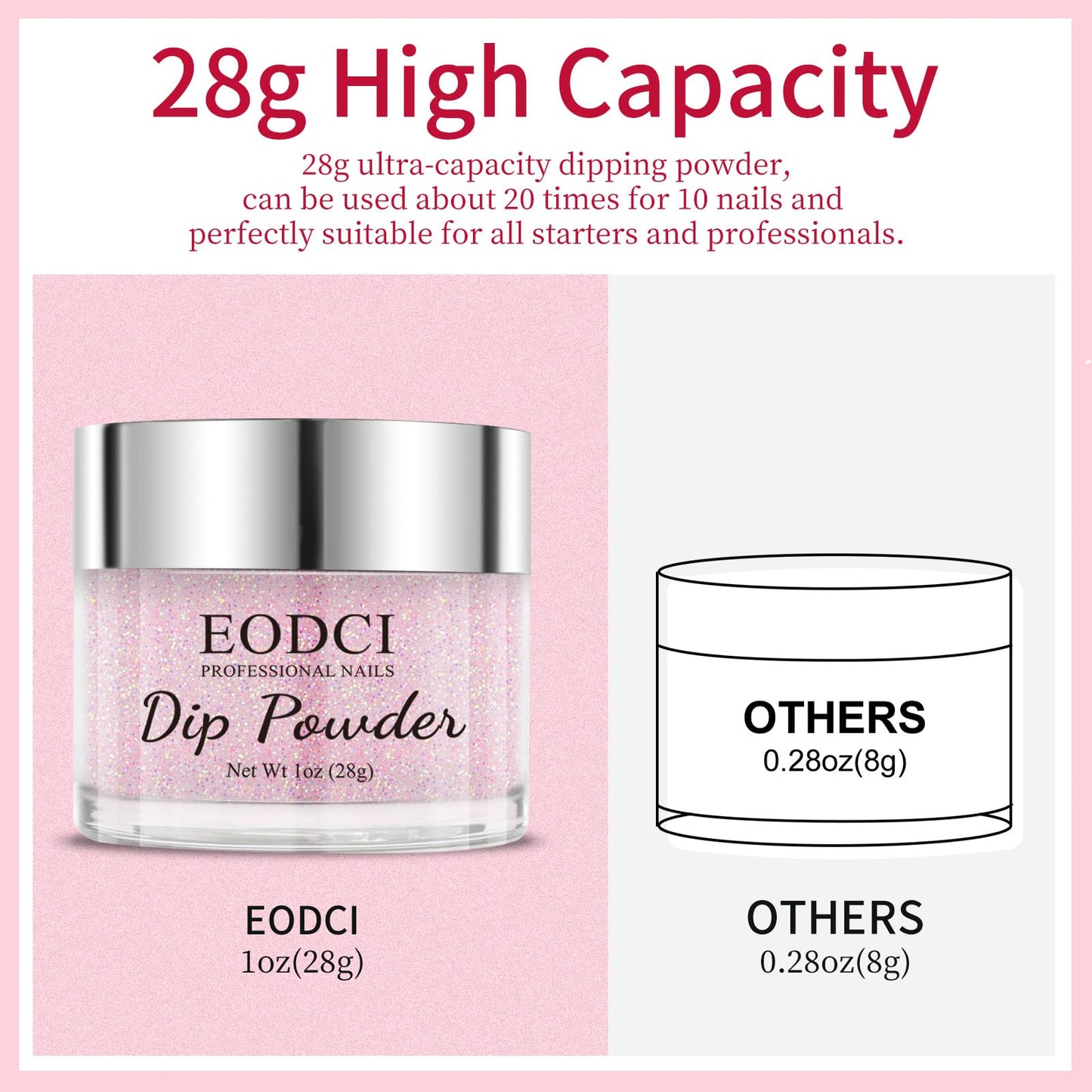 Diy manicure setup with Eodci pink glitter powder