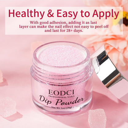 Professional nail art created with Eodci glitter pink powder