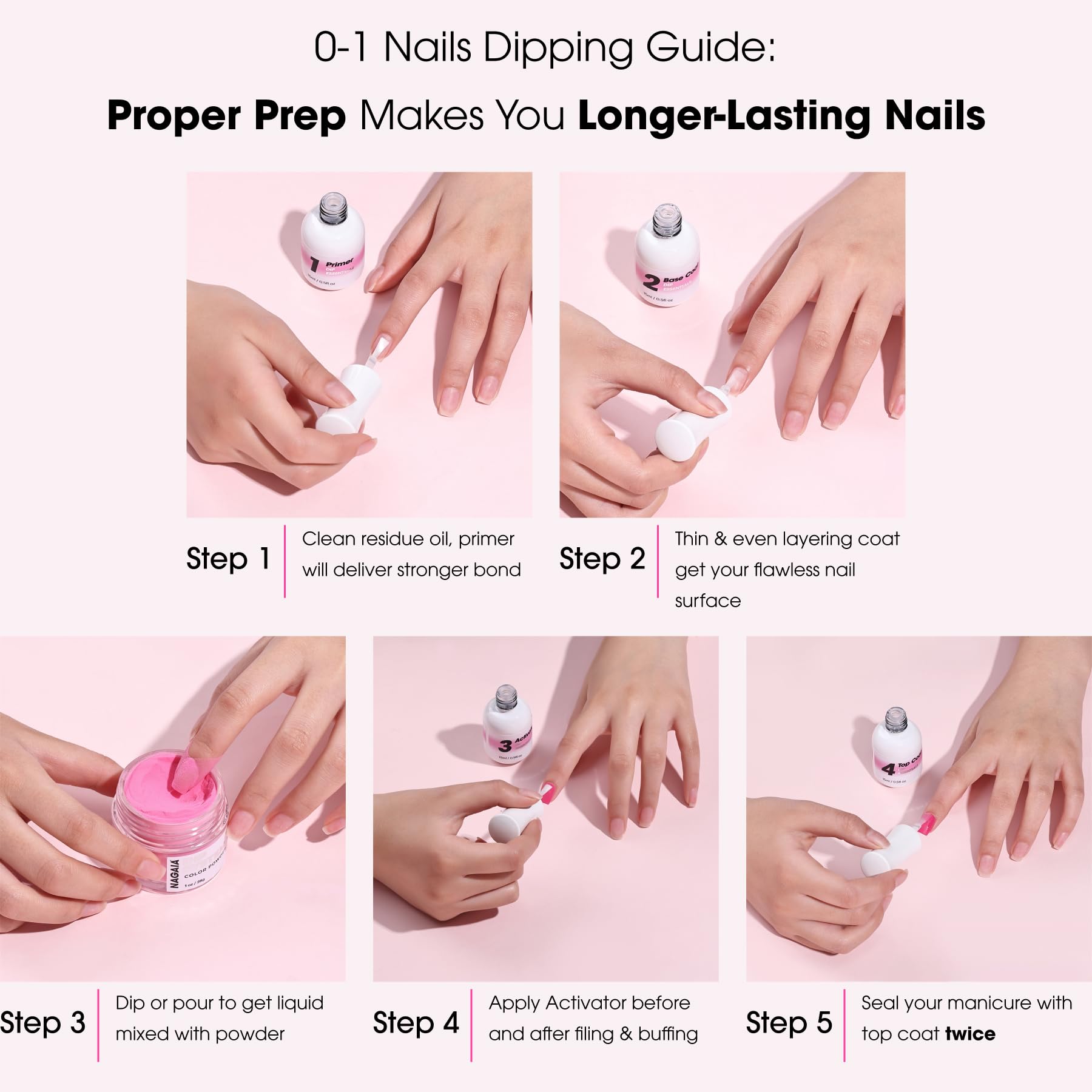 Nagaia dip powder packaging for USA imported beauty