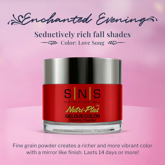 Close up of SNS Love Song red berry dipping powder texture