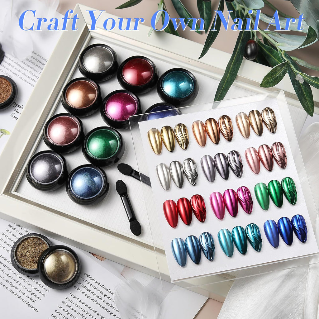 Applying chrome powder with sponge applicator tool