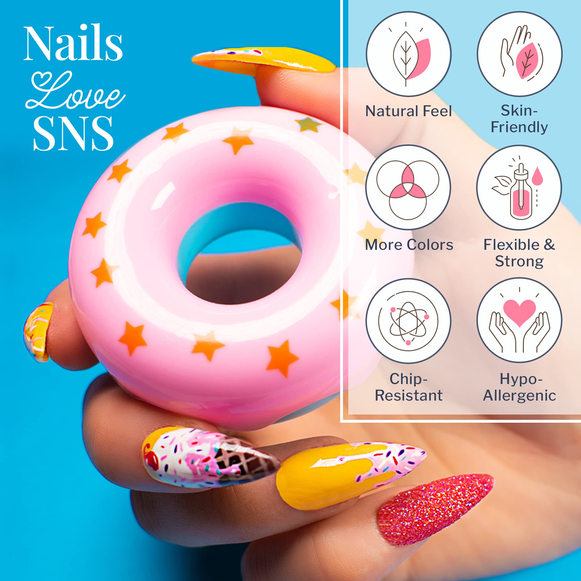 SNS Healthy Natural Nails Blue Razz powder texture close up
