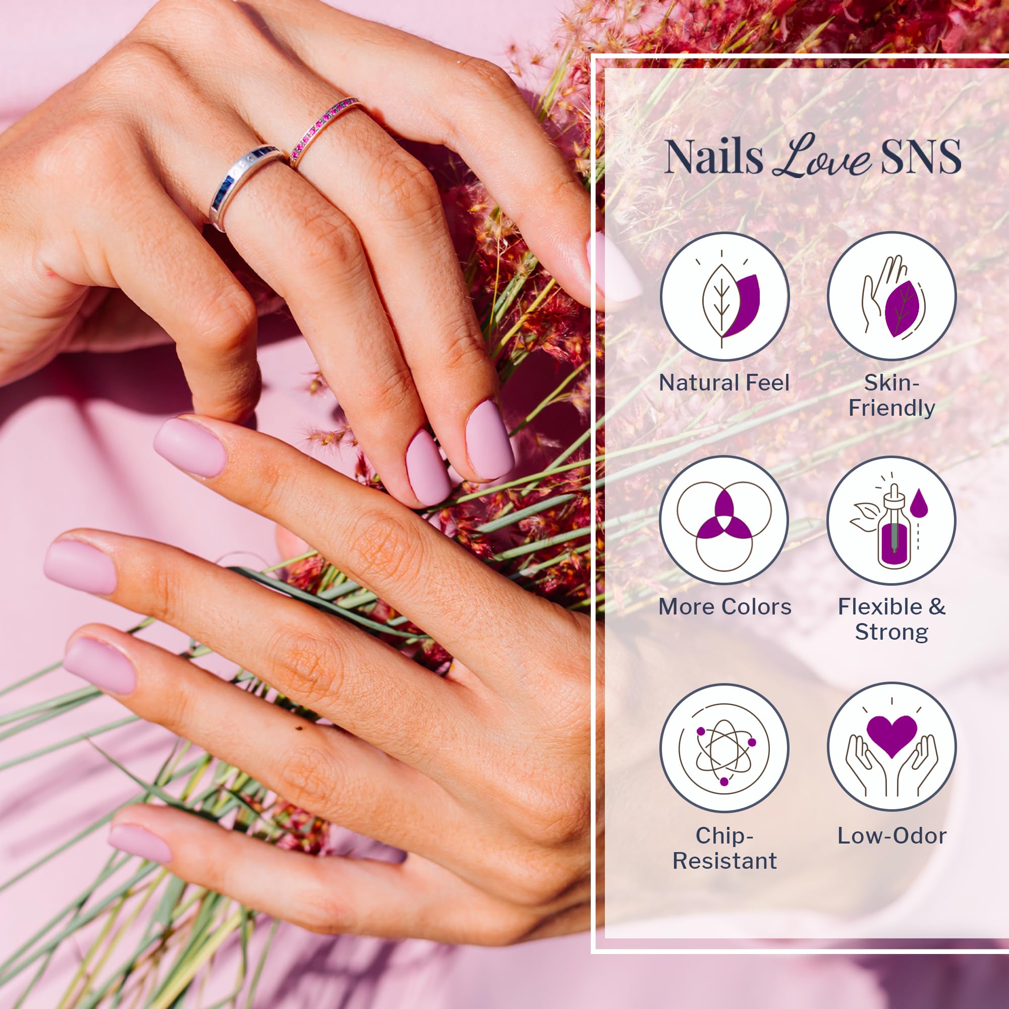 Pastel purple cream texture of SNS nail powder