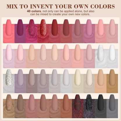Saviland 20 color dip powder bottles and essential liquids set.