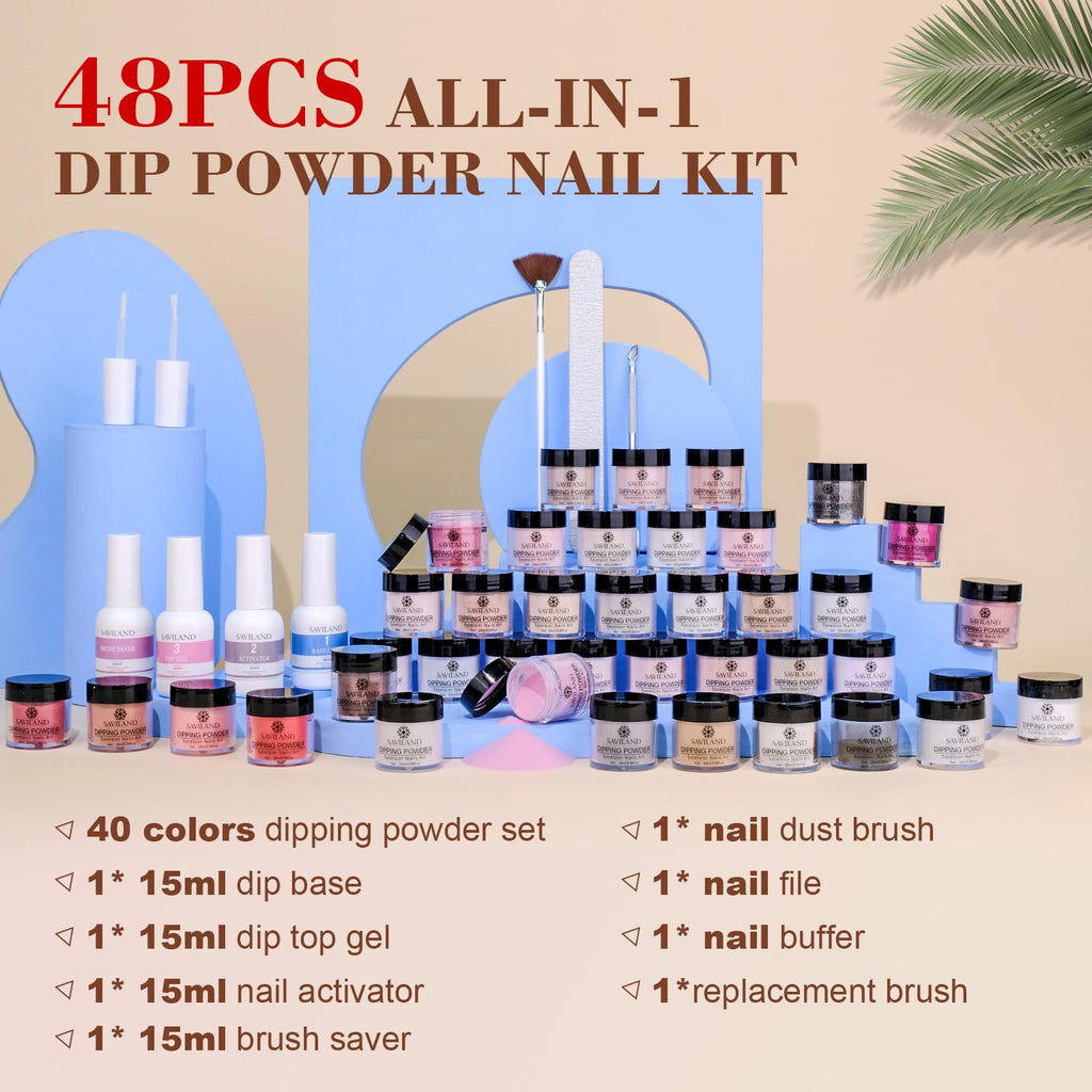 Saviland nail kit components arranged for home manicure